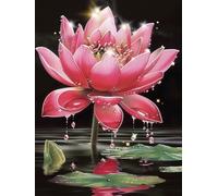 Diamond Painting, Lotus Diamond Art Kits Adults, 5d Full Drill Diamonds Painting Plant Gem and Sequin Art Mosaic Kits for Adults Custom Paint by Numbers Crafts Pictures Home Decor Gift 25x35cm j0z-7