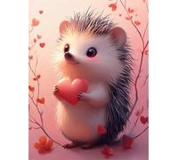 Diamond Painting Love Diamond Art Kits Adults, 5D Hedgehog Crystal Art and Crafts Kit for Beginner, DIY Full Drill Cross Stitch Embroidery Sequin Gem Paintings, for Home Wall Decor 24x32inch K-1158