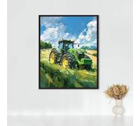 Diamond Painting Mechanical Diamond Art Kits Adults, Tractor Full Drill Crystal Art Kits for Adults Beginners, Cross Stitch Embroidery Crafts Pictures, for Home Wall Decor, Gifts 12x16in PJY9 P-P