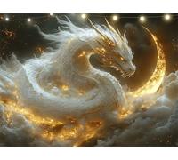 Diamond Painting Moon Diamond Art Kits Adults Dragon 5D Dimond Painting Kits for Kid, Crystal Rhinestone Embroidery Canvas Paintings, Small Crystal Art Accessories for Bedroom Decor 60x80cm K9-1216