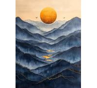 Diamond Painting Mountain Diamond Art Kits Adults, Moon Dimond Painting 5D DIY Full Round Drill Gem Embroidery Cross Stitch Kits Crafts for Home Bedroom Decor, Gifts for Women 30x40cm -bby2605P9