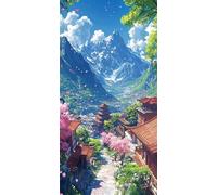 Diamond Painting Mountain Large Diamond Art Kits for Adults Castle, 5D Crystal Rhinestone Embroidery Pictures, Sequin Gem Art Crafts for Adults, Cross Stitch Christmas Home Wall Decor 40x80 cm c-3863