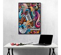 Diamond Painting Musical Instruments Diamond Art Kits Adults, Guitar 5D DIY Full Drill Crystal Art Kits for Beginners, Cross Stitch Embroidery Crafts Pictures, for Gifts 39×53in/100×135cm PJY9 N-F
