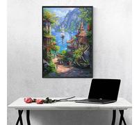 Diamond Painting Ocean Diamond Art Kits Adults, Mountain 5D DIY Full Drill Crystal Art Kits for Beginners, Cross Stitch Embroidery Crafts Pictures, for Home Wall Decor, Gifts 16×20in/40×50cm PJY9 W-7