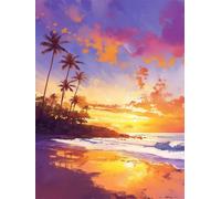 Diamond Painting Ocean Diamond Art Sunset Gem Art Paint by Numbers 50x80cm,2026 Full Drill Crystal Cross Stitch kits for Adults Arts and Crafts for Adults Christmas Halloween Decoration,Gifts Wjj-482