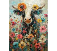 Diamond Painting Ox, Flower Diamond Art Kits Adults with Full Accessories, DIY Full Drill Crystal Art Crafts Pictures Kits, Embroidery Cross Stitch Gem Paintings for Wall Decor 30x40 cm -KF2506VN