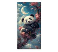 Diamond Painting Panda Diamond Art Kits Adults Beginner, 5D Rhinestone Crystal Cross Stitch Painting by Numbers, DIY Full Drill Dimond Art Moon Pictures Embroidery Kit, for Wall Decor 24x48in f-8783