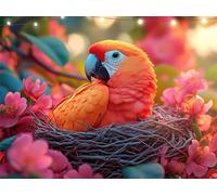 Diamond Painting Parrot Diamond Art Kits Adults Peach Blossom 5D Dimond Painting Kits for Kid, Crystal Rhinestone Embroidery Canvas Paintings, Crystal Art Accessories for Room Decor 90x120cm K9-1619