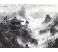 Diamond Painting Pavilion Diamond Art Kits Adults Mountain 5D Dimond Painting Kits for Kid, Crystal Rhinestone Embroidery Canvas Paintings, Crystal Art Accessories for Bedroom Decor 90x120cm K9-1039