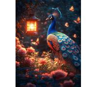 Diamond Painting Peacock Diamond Art Kits Adults, 5D Flower Crystal Art and Crafts Kit for Beginner, DIY Full Drill Cross Stitch Embroidery Sequin Gem Paintings, for Home Wall Decor 24x32inch K-688