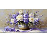 Diamond Painting Peony Large Diamond Art Kits for Adults Flower, 5D Crystal Rhinestone Embroidery Pictures, Sequin Gem Art Crafts for Adults, Christmas Home Wall Craft Decoration 60x120 cm c-4476