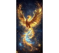 Diamond Painting Phoenix, Starry Sky Diamond Art Kits Adults Beginner, 5D DIY Square Full Drill Crystal Art Kits, Mosaic Gem Crafts for Adults, 36x72 Inch Large Canvas for Home Wall Decor, Model812