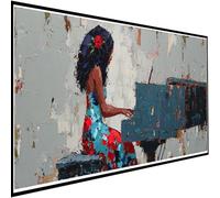 Diamond Painting Piano Large Diamond Art Kits Adults 60x140cm African Woman Crystal Art Kits for Adults, DIY 5D Square Full Drill Rhinestone Embroidery Crafts Gem Piantings for Home Decor Gifts w-3646