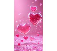 Diamond Painting Pink Heart Romantic,5D DIY Diamond Art Kits for Adults Beginners,Diamond Painting Kit Round Drill Full Drill Crystal Gem Arts Picture for Home Wall Decor 30x70 cm