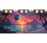 Diamond Painting Planet Diamond Art Sea, 5D Dimond Painting Kits for Adults DIY Crystal Rhinestone Crafts, Gem Art Kits Kids, Paint by Numbers for Adults Beginners for Bedroom Decor 55x110cm FD-3795