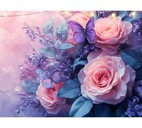 Diamond Painting Purple Diamond Art Kits Adults Butterfly 5D Dimond Painting Kits for Kid, Crystal Rhinestone Embroidery Canvas Paintings, Small Crystal Art Accessories for Room Decor 70x95cm K9-1517