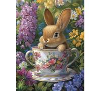 Diamond Painting rabbit, cup Diamond Art Kits Adults, Full Drill Crystal Art, 5D DIY Painting Kits for Beginners, for Home Wall Decor, Holiday Gifts, Relaxing & Stress Relief Activity 25x35cm f-621