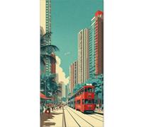 Diamond Painting Retro Diamond Art kits Adults , DIY Gem Art Painting kit Japan 5D Full Drill Square Crystal Embroidery Cross Stitch , Mosaic Pictures Arts and Crafts, Wall Decor Home 40x80cm A-U1639