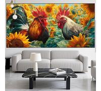 Diamond Painting Rooster Diamond Art Kits Adults/Beginners,5D DIY Large Diamont Picture Sunflower Full Drill Gem Art Crystal Embroidery Mosaic Canvas Painting Numbers kit,Decor Gift 28x56in LK-616