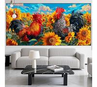 Diamond Painting Rooster Diamond Art Kits Adults/Beginners,5D DIY Large Diamont Picture Sunflower Full Drill Gem Art Crystal Embroidery Mosaic Canvas Painting Numbers kit,Decor Gift 28x72in LK-520
