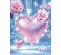 Diamond Painting Rose 35x45cm 5D Diamond Art Kits Adults DIY Full Drill Love Crystal Art Crafts, Rhinestones Cross Stitch Gem Sequin Canvas Paintings by Numbers for Room Decor Gifts for Women G-44