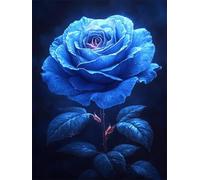 Diamond Painting Rose Diamond Art Kits Adults 20x30 cm DIY 5D Full Drill Blue Dimond Art Kit for Beginners Crystal Rhinestone Embroidery Canvas Painting for Relaxation, Bedroom Decor with Tools H-151