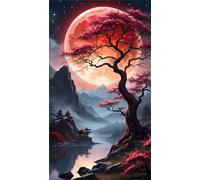 Diamond Painting Scenic Tree Rivers,5D DIY Diamond Art Kits for Adults Beginners,Diamond Painting Kit Round Drill Full Drill Crystal Gem Arts Picture for Home Wall Decor 70x150 cm