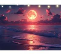 Diamond Painting Sea Diamond Art Kits Adults Red 5D Dimond Painting Kits for Kid, DIY Crystal Rhinestone Embroidery Canvas Paintings, Small Crystal Art Accessories for Bedroom Decor 90x120cm K9-1559