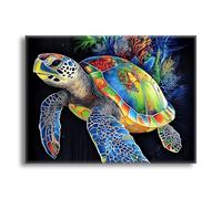 Diamond Painting Sea Turtle Diamond Art Kits Adults, DIY Rhinestone Embroidery Cross Stitch Kits for Adults, 5D Full Drill Crystal Art and Crafts, Room Decor Pictures, Gifts for Women 16x20in Z-j-259