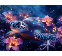 Diamond Painting Sea Turtle Diamond Art Kits Adults, Flower Diamond Painting Accessories Full Kits, 5D DIY Crystal Art Adults Canvas Kit, Christmas Gifts for Home Wall Decor 90x70cm, Model 662