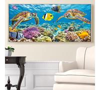 Diamond Painting Sea Turtle, Ocean Diamond Art Kits Adults Large XXL, DIY Beginner Full Drill Gem Art Set, 5D Crystal Rhinestone Canvas Mosaic Kits for Adults Home Wall Decor Gifts 28x56 inch, Model36