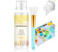 Diamond Painting Sealer - 120ML Fast Drying Diamond Art Glue - DIY Art with Sponge Head and Brush - Fixing and Shine Permanently