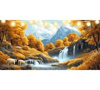 Diamond Painting Sheep Diamond Art Autumn, 5D Dimond Painting Kits for Adults DIY Crystal Rhinestone Crafts, Gem Art Kits Kids, Paint by Numbers for Adults Beginners for Room Decor 60x120cm FD-3696