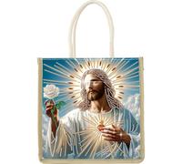 Diamond Painting Shopping Bag Diamond Tote Handbag Partial Drill (Holy Father),for Adults Beginners, with Rhinestones, Organizer Pouch for Travel Art Crafts Makeup Jewelry Accessories