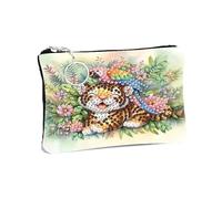 Diamond Painting Small Coin Purse,Floral Tiger 5D DIY Coin Purse mini Cosmetic Bag Zipper Design Exquisite Valentine's Day Gift Women's Rhinestone Accessories