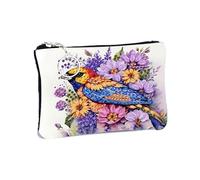 Diamond Painting Small Coin Purse,Purple Flower Magpie 5D DIY Coin Purse mini Cosmetic Bag Zipper Design Exquisite Valentine's Day Gift Women's Rhinestone Accessories
