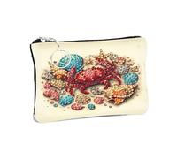 Diamond Painting Small Coin Purse,Red Crab 5D DIY Coin Purse mini Cosmetic Bag Zipper Design Exquisite Valentine's Day Gift Women's Rhinestone Accessories