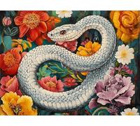 Diamond Painting Snake 35x45cm 5D Diamond Art Kits Adults DIY Full Drill Flower Crystal Art Crafts, Rhinestones Cross Stitch Gem Sequin Canvas Paintings by Numbers for Room Decor Gifts for Women G-859