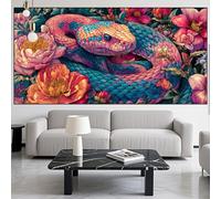 Diamond Painting Snake Diamond Art Kits Adults/Beginners,5D DIY Diamont Picture Flower Full Drill Gem Art Crystal Embroidery Mosaic Canvas Painting by Numbers kit for Home Decor Gifts 12x32in LK-564