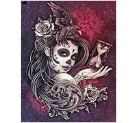 Diamond Painting Square Drill 16x20 in / 40x50 cm Diamante Pictures with Square Diamonds Skull Beauty Catrina with Hourglass Diamond Art Skull Daiments Painting Adult Sticky Puzzle Crystal Art