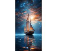 Diamond Painting Star Ocean Sailing,5D DIY Diamond Art Kits for Adults Beginners,Diamond Painting Kit Square Drill Full Drill Crystal Gem Arts Picture for Home Wall Decor 30x70 cm