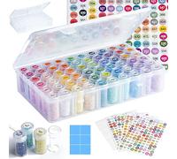 Diamond Painting Storage Containers, 1 Pack 60 Grids Bead Organizer and Diamond Painting Labels, Bead Organizers and Storage for Diamond Art Accessories, Diamond Bead Storage, Diamond Art Storage