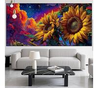 Diamond Painting Sunflower Diamond Art Kits Adults/Beginners,5D DIY Large Diamont Picture Rainbow Full Drill Gem Art Crystal Embroidery Mosaic Canvas Painting Numbers kit,Decor Gift 32x80in LK-570