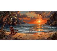 Diamond Painting Sunrise Diamond Art Kits Adults,20x40in Large Dimond Art Coconut Trees Gem Arts and Crafts Paintings,DIY Full Drill Crystal Rhinestone Mosaic Kits with Accessories,Home Decor J2-1435