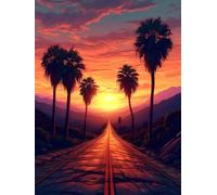 Diamond Painting Sunset Diamond Art Kits Adults Crystal Art, Path Cross Stitch Kits for Adults Beginners 5D DIY Rhinestone Embroidery Crafts Gem Painting Kit, Home Decor, Holiday Gifts, 70x90cm q-850