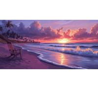 Diamond Painting Sunset Large Diamond Art Kits for Adults Beach, 5D Crystal Rhinestone Embroidery Pictures, Sequin Gem Art Crafts for Adults, Christmas Home Wall Craft Decoration 60x120 cm c-4626