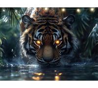 Diamond Painting Tiger Diamond Art Kits Adults River 5D Dimond Painting Kits for Kid, Crystal Rhinestone Embroidery Canvas Paintings, Small Crystal Art Accessories for Bedroom Decor 50x65cm K9-1635