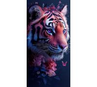 Diamond Painting Tiger Large Diamond Art Kits for Adults Flower, 5D Crystal Rhinestone Embroidery Pictures, Sequin Gem Art Crafts for Adults, Christmas Home Wall Craft Decoration 80x40 cm c-5543