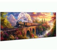 Diamond Painting Train, DIY Forest Diamond Art Kits Adults, 5D Dimond Art Crafts for Adults, Crystal Art Rhinestone Embroidery Canvas Painting Arts and Crafts for Home Wall Decor Gifts 24x48in 0R-259