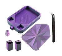Diamond Painting Tray with Lid and Tweezer, Rhinestone Storage Tray with Lid & 2 Storage Bucket Design, Easy Pour Bead Tray, Diamond Art Kits for Adults, Diamond Art Accessories Tools (Black Purple)